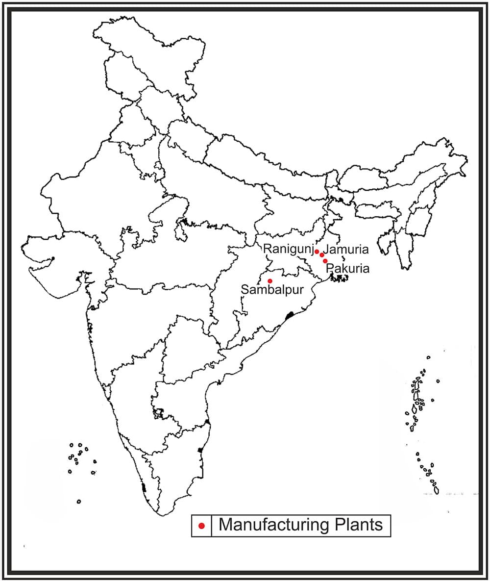 Map showing Manufactuting Plants - SEL Tiger TMT